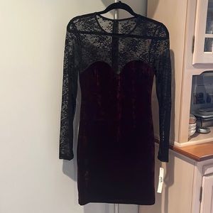 Maroon Dress with Black Netting